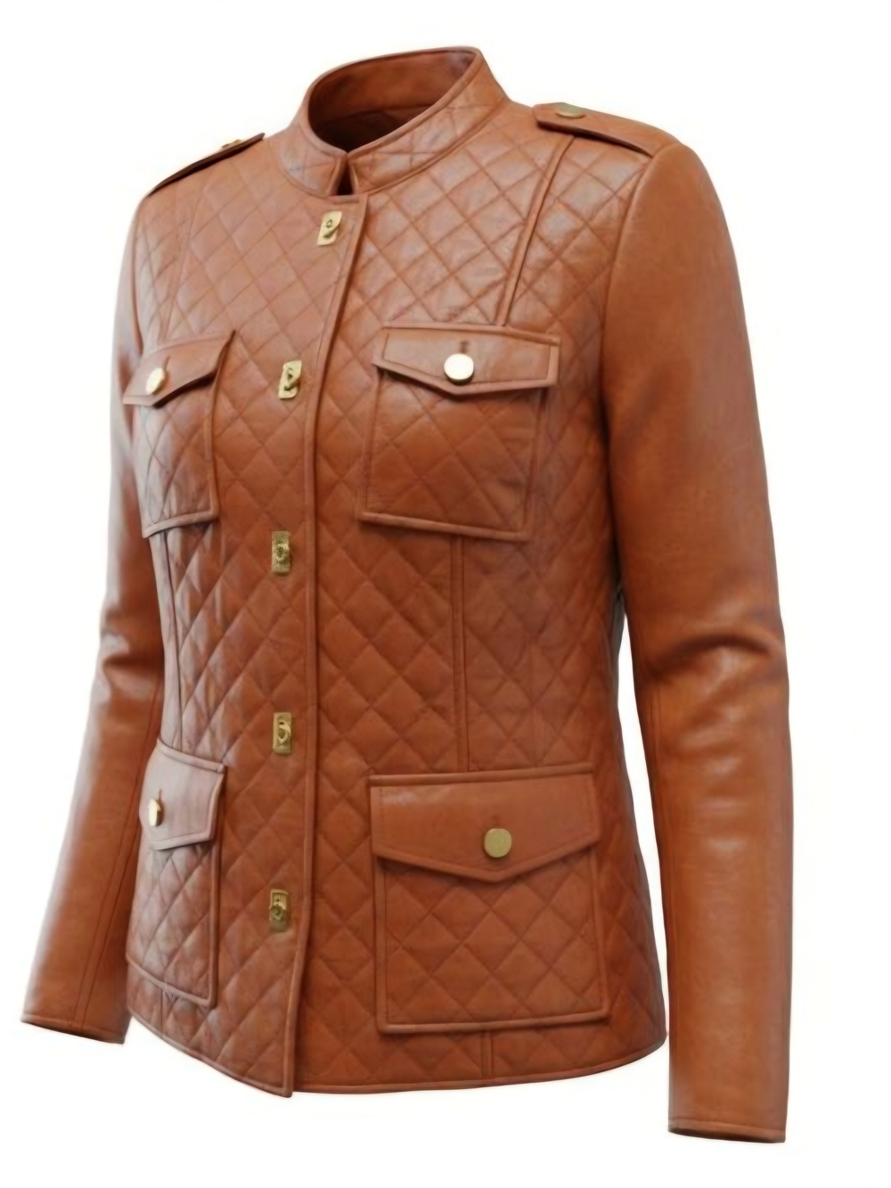 VTG Peter Nygard Bronze Quilted Leather & Knit Hybrid Utility Jacket S 6-8